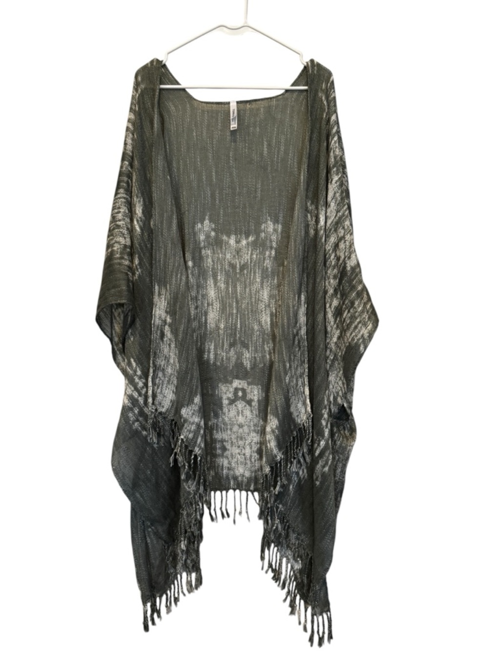 Torrid Olive Green and Cream Fringe Open-Front Kimono